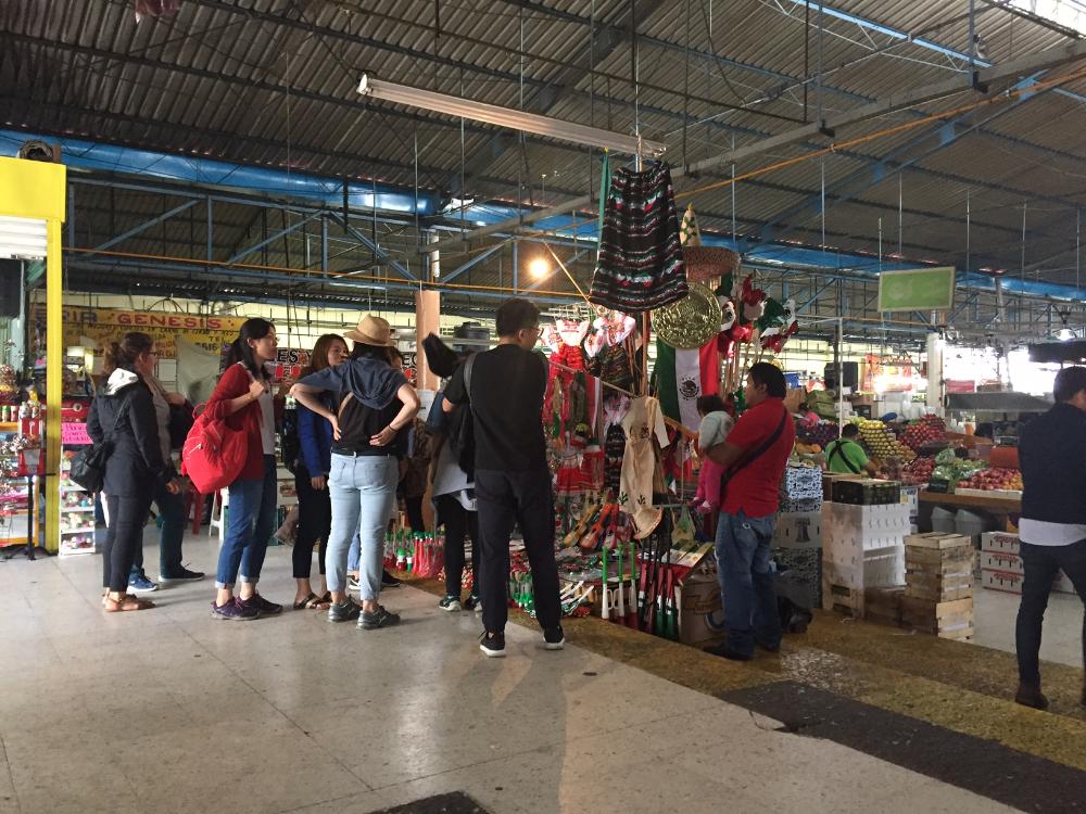 Students in Mexican Market
